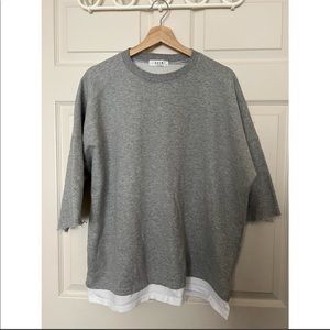 Korean-Style Oversize Gray Layered Shirt